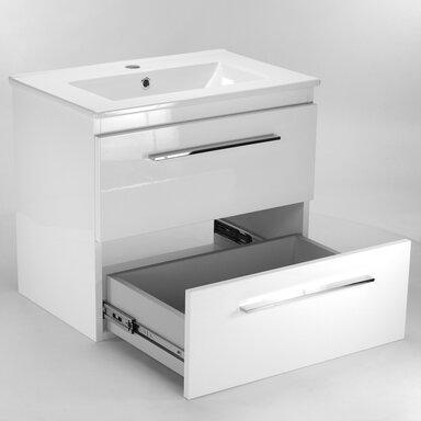 Szafka Łazienkowa z Umywalką Ceramiczną 60 Wisząca Biały Lakier