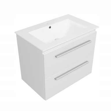 Szafka Łazienkowa z Umywalką Ceramiczną 60 Wisząca Biały Lakier