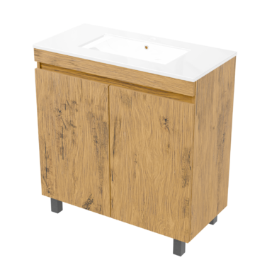 Szafka łazienkowa z umywalką Ribera 80 dąb loft kosz półki