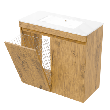 Szafka łazienkowa z umywalką Ribera 80 dąb loft kosz półki