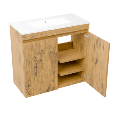 Szafka łazienkowa z umywalką Ribera 80 dąb loft kosz półki