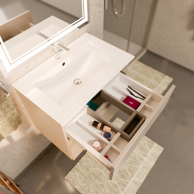 Szafka łazienkowa z Umywalką Zestaw Kaszmir 60 x 40 Wisząca Wąska Szuflady