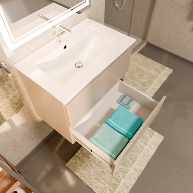 Szafka łazienkowa z Umywalką Zestaw Kaszmir 60 x 40 Wisząca Wąska Szuflady