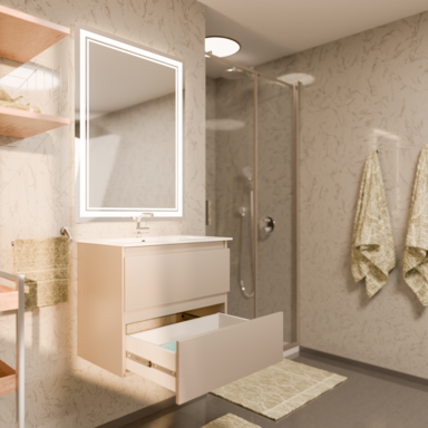 Szafka łazienkowa z Umywalką Zestaw Kaszmir 60 x 40 Wisząca Wąska Szuflady