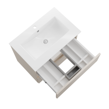 Szafka łazienkowa z Umywalką Zestaw Kaszmir 60 x 40 Wisząca Wąska Szuflady