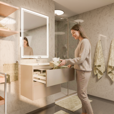 Szafka łazienkowa z Umywalką Zestaw Kaszmir 60 x 40 Wisząca Wąska Szuflady