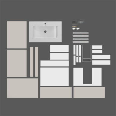 Szafka łazienkowa z Umywalką Zestaw Kaszmir 60 x 40 Wisząca Wąska Szuflady