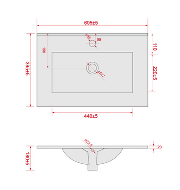 Szafka łazienkowa z Umywalką Zestaw Kaszmir 60 x 40 Wisząca Wąska Szuflady