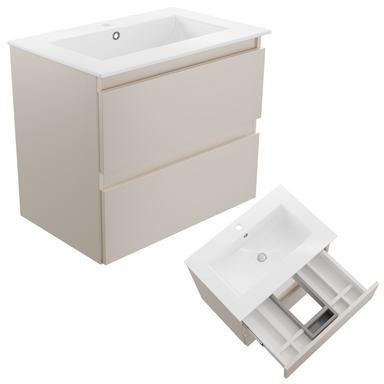 Szafka łazienkowa z Umywalką Zestaw Kaszmir 60 x 40 Wisząca Wąska Szuflady