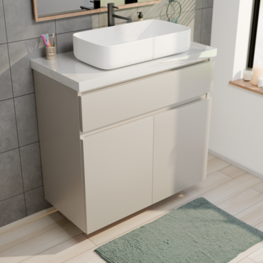 Szafka pod Umywalkę Stojąca I Wisząca ARIZA 80 Kaszmir Mat Blat Biały