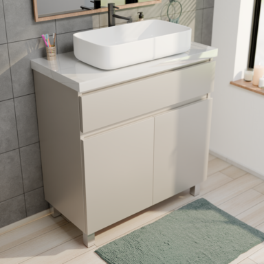 Szafka pod Umywalkę Stojąca I Wisząca ARIZA 80 Kaszmir Mat Blat Biały