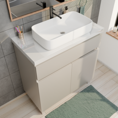 Szafka pod Umywalkę Stojąca I Wisząca ARIZA 80 Kaszmir Mat Blat Biały