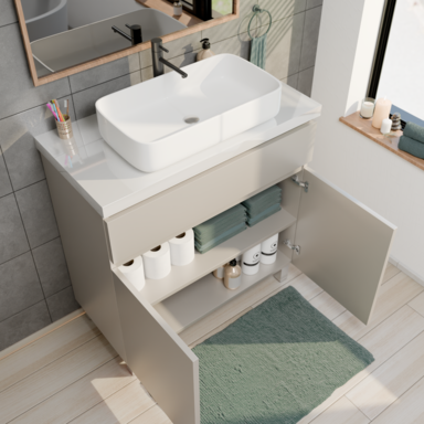 Szafka pod Umywalkę Stojąca I Wisząca ARIZA 80 Kaszmir Mat Blat Biały