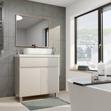 Szafka pod Umywalkę Stojąca I Wisząca ARIZA 80 Kaszmir Mat Blat Biały