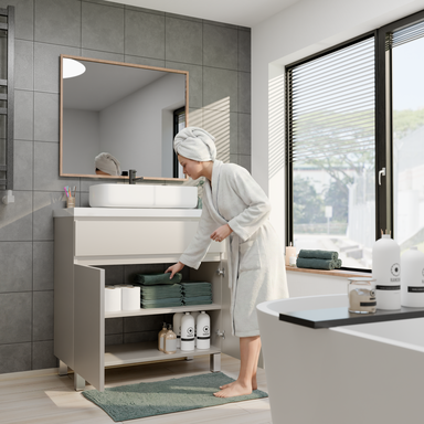 Szafka pod Umywalkę Stojąca I Wisząca ARIZA 80 Kaszmir Mat Blat Biały