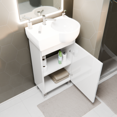 Umywalka ceramiczna wisząca ścienna narożna CERSANIT polska z blatem 50 cm