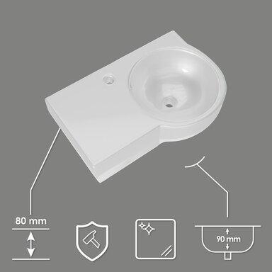 Umywalka ceramiczna wisząca ścienna narożna CERSANIT polska z blatem 50 cm