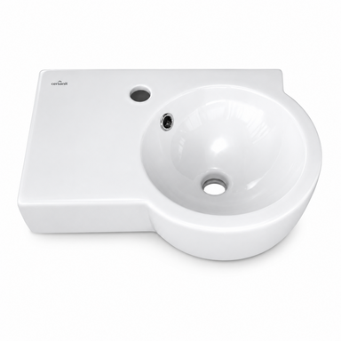 Umywalka ceramiczna wisząca ścienna narożna CERSANIT polska z blatem 50 cm