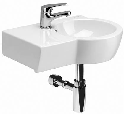 Umywalka ceramiczna wisząca ścienna narożna CERSANIT polska z blatem 50 cm