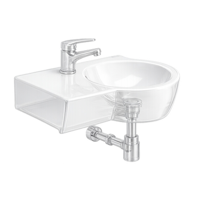 Umywalka ceramiczna wisząca ścienna narożna CERSANIT polska z blatem 50 cm
