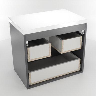 Umywalka Nablatowa 50 z Szafką z Blatem 50 Wisząca Grafit