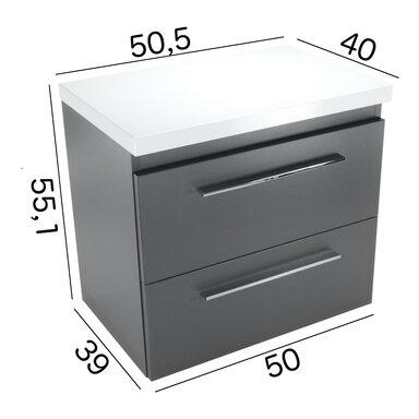 Umywalka Nablatowa 50 z Szafką z Blatem 50 Wisząca Grafit