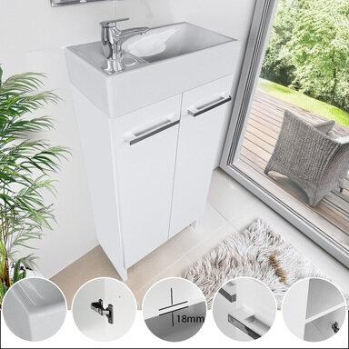 Wąska szafka do łazienki z umywalką 40 biała Malibu