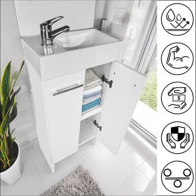 Wąska szafka do łazienki z umywalką 40 biała Malibu