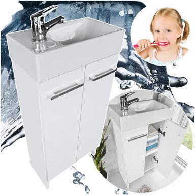 Wąska szafka do łazienki z umywalką 40 biała Malibu