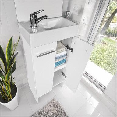 Wąska szafka do łazienki z umywalką 40 biała Malibu