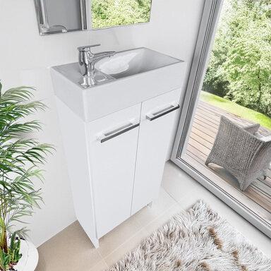 Wąska szafka do łazienki z umywalką 40 biała Malibu