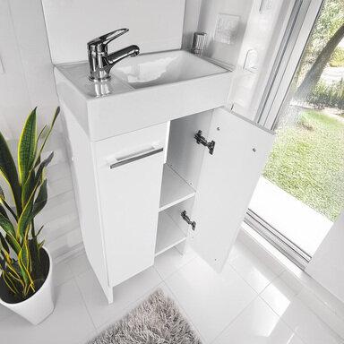 Wąska szafka do łazienki z umywalką 40 biała Malibu