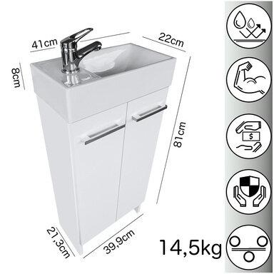 Wąska szafka do łazienki z umywalką 40 biała Malibu