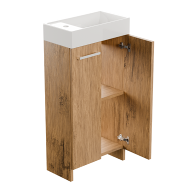 Wąska szafka do łazienki z umywalką MALIBU 40 cm dąb lancelot