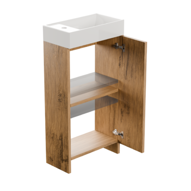 Wąska szafka do łazienki z umywalką MALIBU 40 cm dąb lancelot