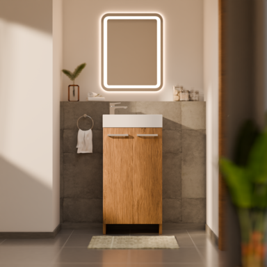 Wąska szafka do łazienki z umywalką MALIBU 40 cm dąb lancelot