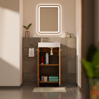 Wąska szafka do łazienki z umywalką MALIBU 40 cm dąb lancelot