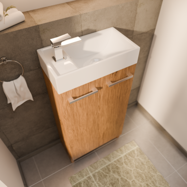 Wąska szafka do łazienki z umywalką MALIBU 40 cm dąb lancelot