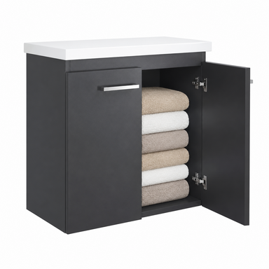 Wisząca Szafka Łazienkowa z Blatem 60cm Grafit