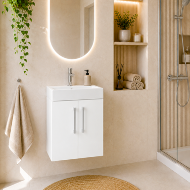 Wisząca Szafka z Umywalką Ceramiczną 40 Biała