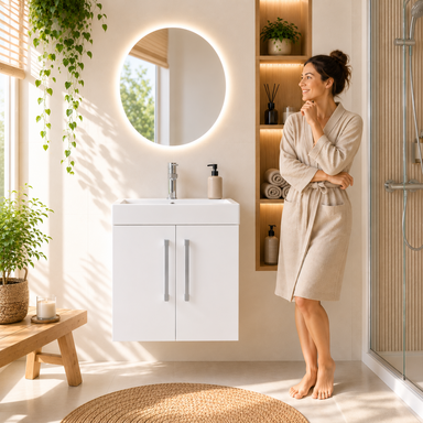 Wisząca Szafka z Umywalką Ceramiczną 40 Biała