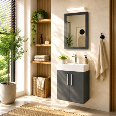 Wisząca Szafka z Umywalką Ceramiczną 40 Szara