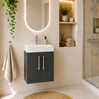 Wisząca Szafka z Umywalką Ceramiczną 40 Szara