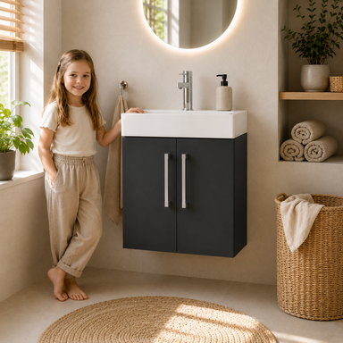 Wisząca Szafka z Umywalką Ceramiczną 40 Szara