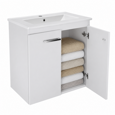 Wisząca Szafka z Umywalką Ceramiczną 60cm Biała