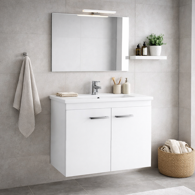 Wisząca Szafka z Umywalką Ceramiczną 60cm Biała
