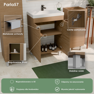 Zestaw łazienkowy OLVERA57 szafka z umywalką 3w1 jasne drewno Darmowa Dostawa