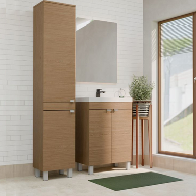 Zestaw łazienkowy OLVERA57 szafka z umywalką 3w1 jasne drewno Darmowa Dostawa