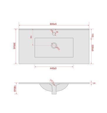 Zestaw łazienkowy szafka z umywalką Ribera 80 kosz na bieliznę