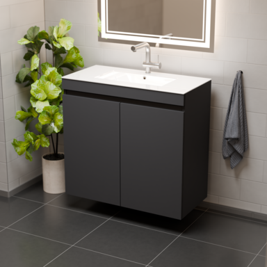 Zestaw łazienkowy szafka z umywalką Ribera 80 kosz na bieliznę